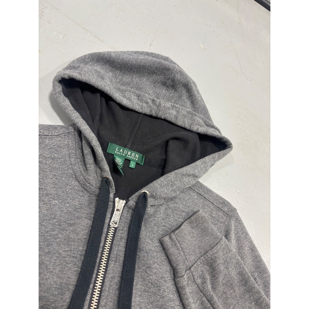 Lauren Ralph Lauren Gray Full Zip Hoodie Sweatshirt Flap Pockets Womens Small
